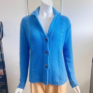 Fedeli x Trillion Palm Beach Blue 5 Gauge Cashmere Cardigan Sweater SZ 46